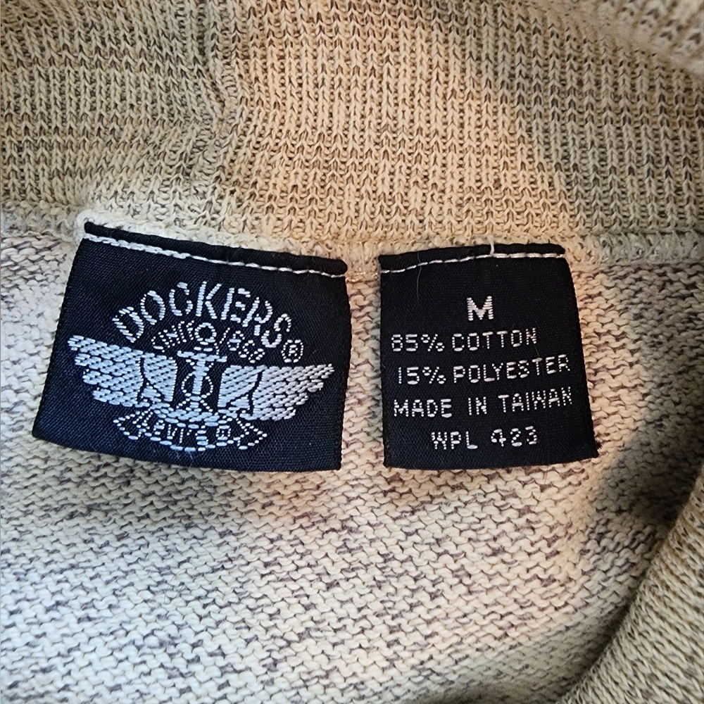 Vintage Dockers Heather Yellow Cotton Blend Mock Turtleneck Long Sleeve Pullover - Picture 3 of 7